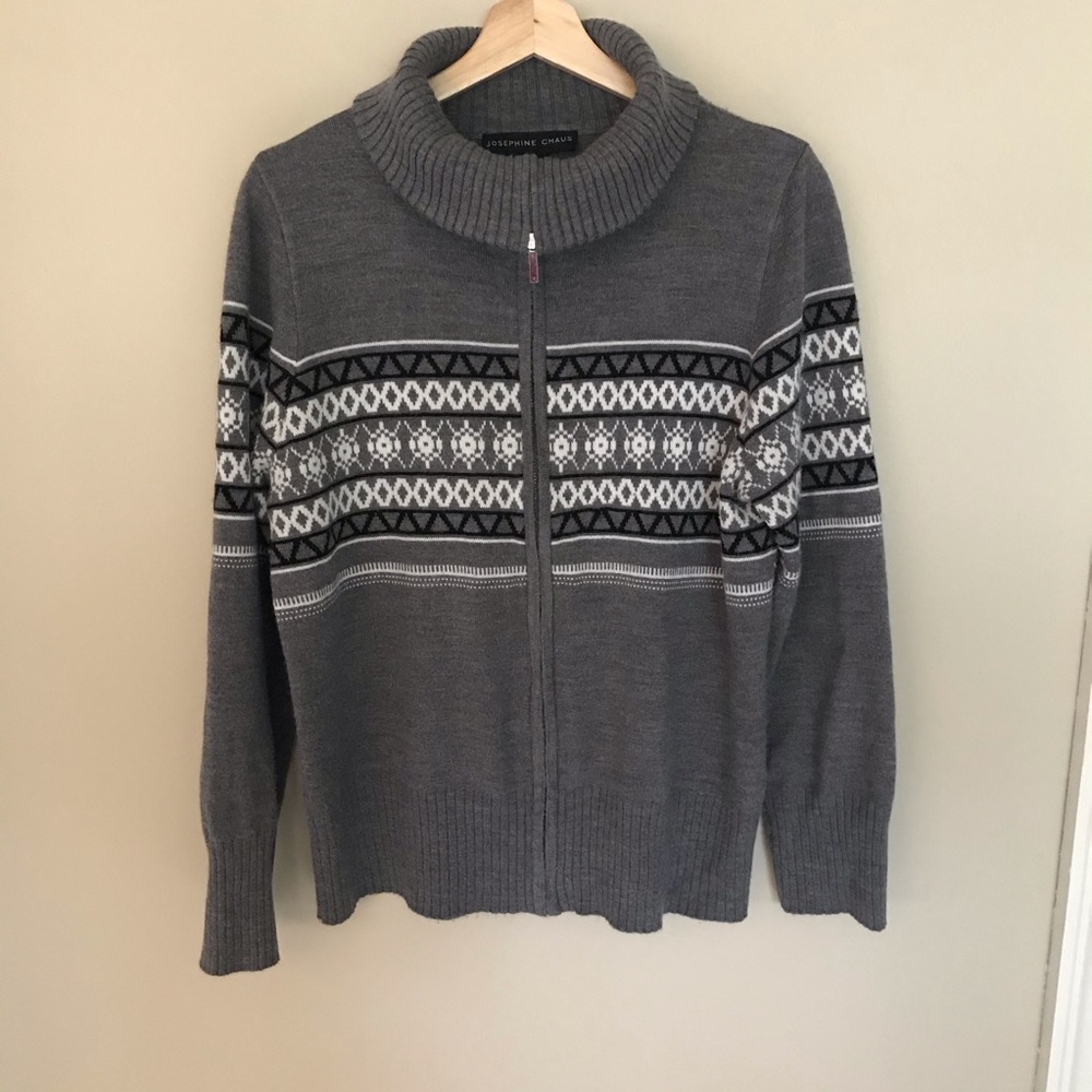 JOSEPHINE CHAUS Grey Southwestern Full Zip L/S